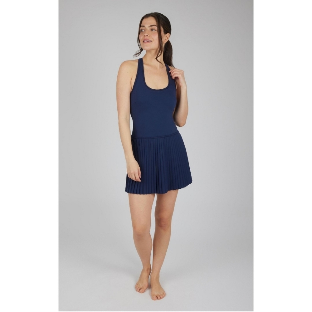 Yogalicious Lux Hybrid Pleated Navy Mini Skirt Skort Tennis Outfit Sz M NWT $88